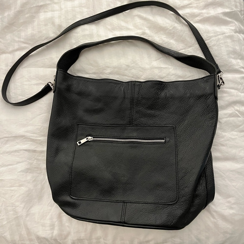 Black leather bag
